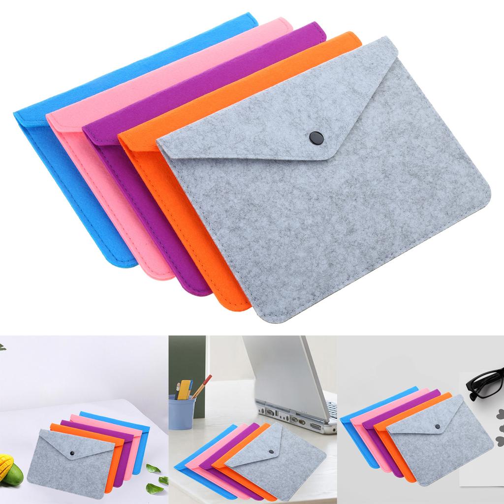Felt File Folder Durable Briefcase Document Bag Paper File Folder Portfolio Case Letter Envelope Handbag Button Closure
