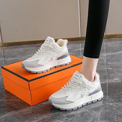 2024 зимняя новая утолщенная бархатная теплая хлопковая обувь женская спортивная обувь для студентов универсальная обувь для папы женская дорожная обувь для женщин