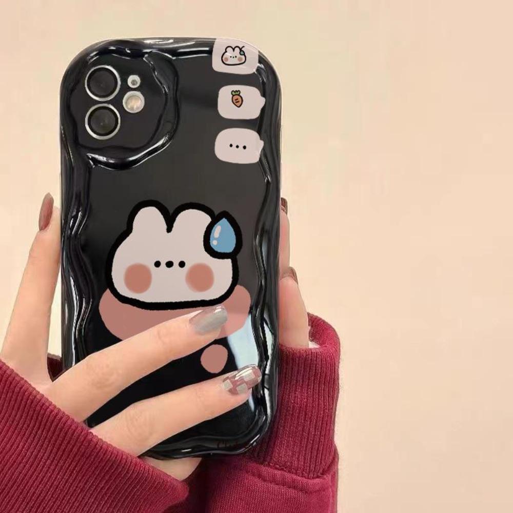 Мультяшный милый кролик Волна ТПУ чехол для телефона для IPhone 16 17 Pro 14 13 12 11 15 Pro Max IPhone 14 15 16 Plus Ударопрочный мягкий чехол