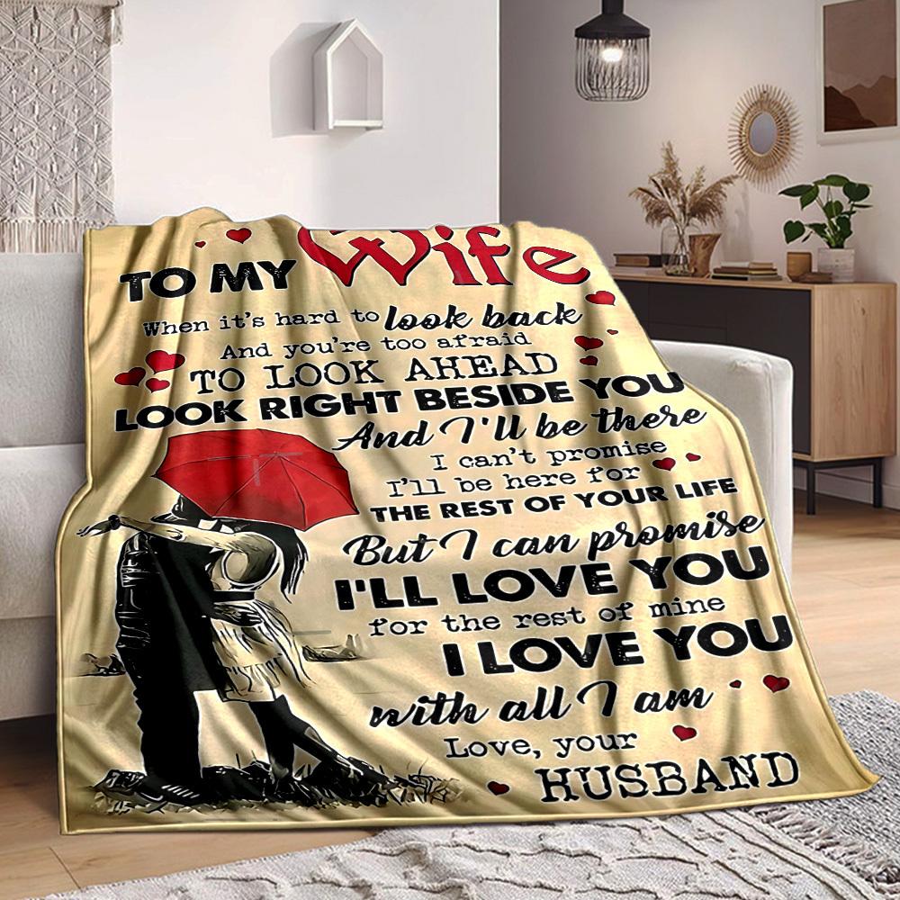 1pc Love Quotes for Wife Blanket - Perfect Gift for Birthdays, Christmas & Halloween- Soft, Warm & Versatile yy250909132