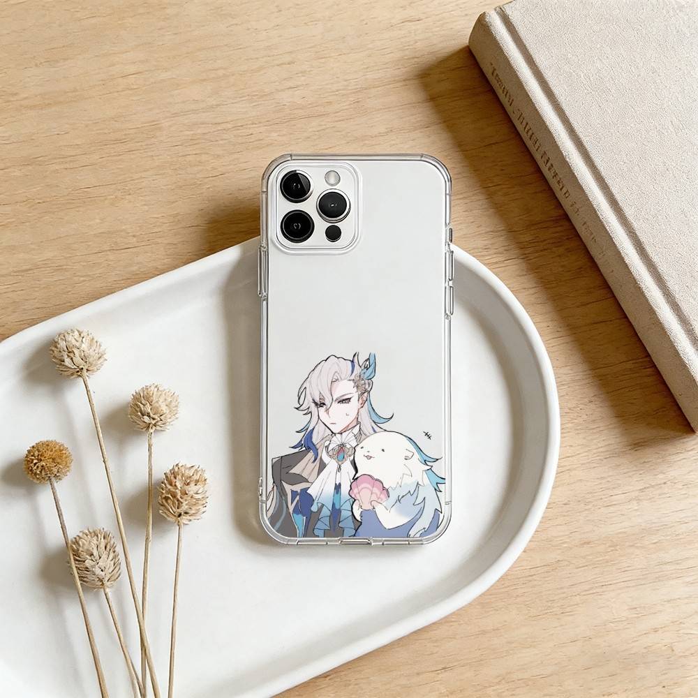 Чехол для телефона Neuvillette Genshin Impact Для iPhone 17 16 15 14 13 12 11 Mini Pro Max Plus Прозрачный чехол