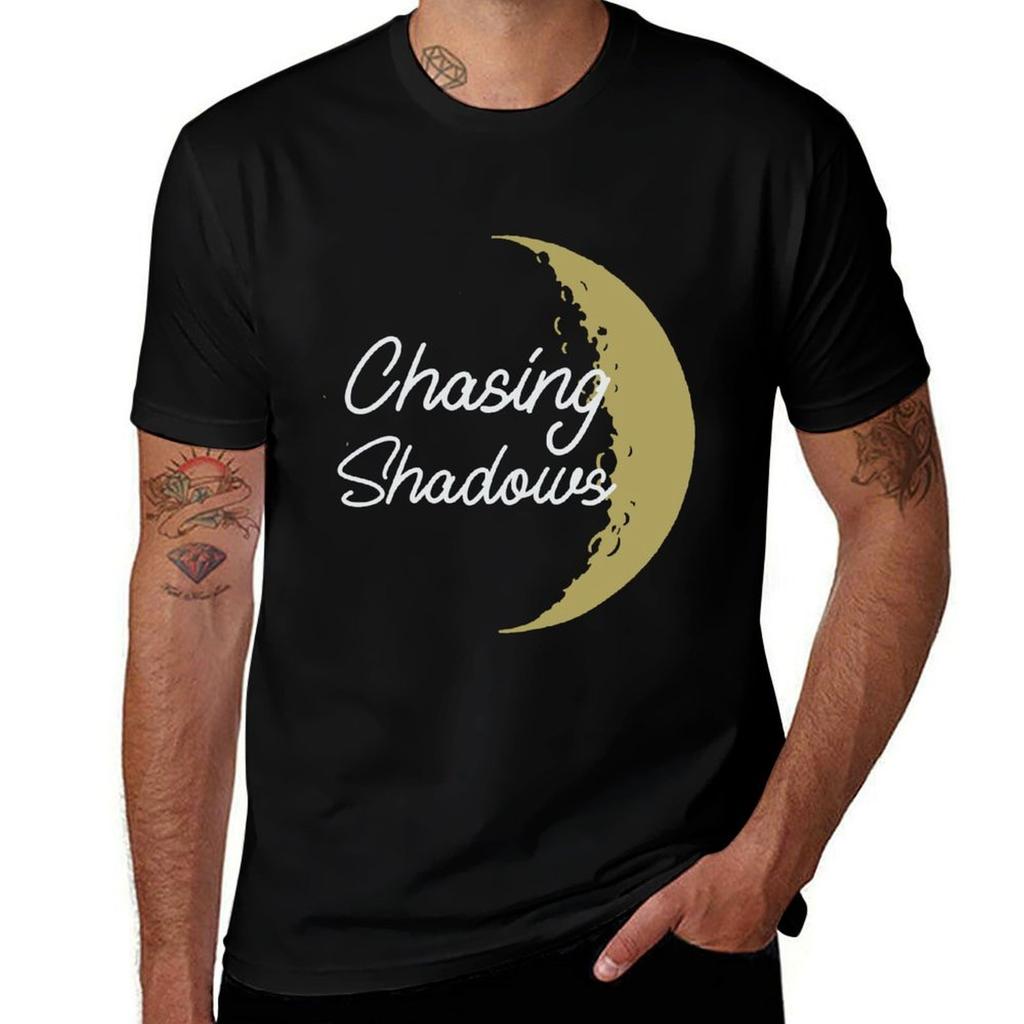 Chasing Shadows Moon Tshirt Vintage Print Crew Neck Tee