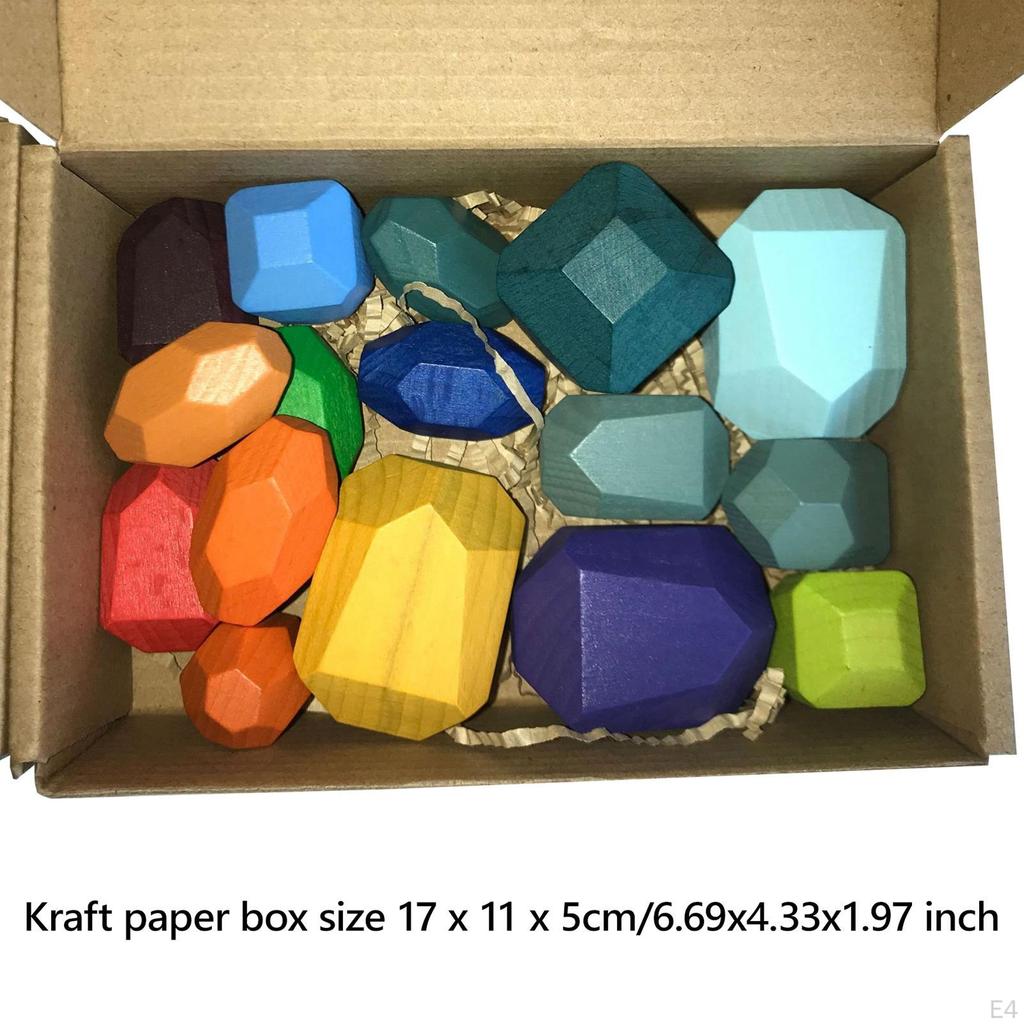 Деревянные сортировочные штабелирующие камни Красочные строительные блоки Мелкая моторика Игрушки Монтессори