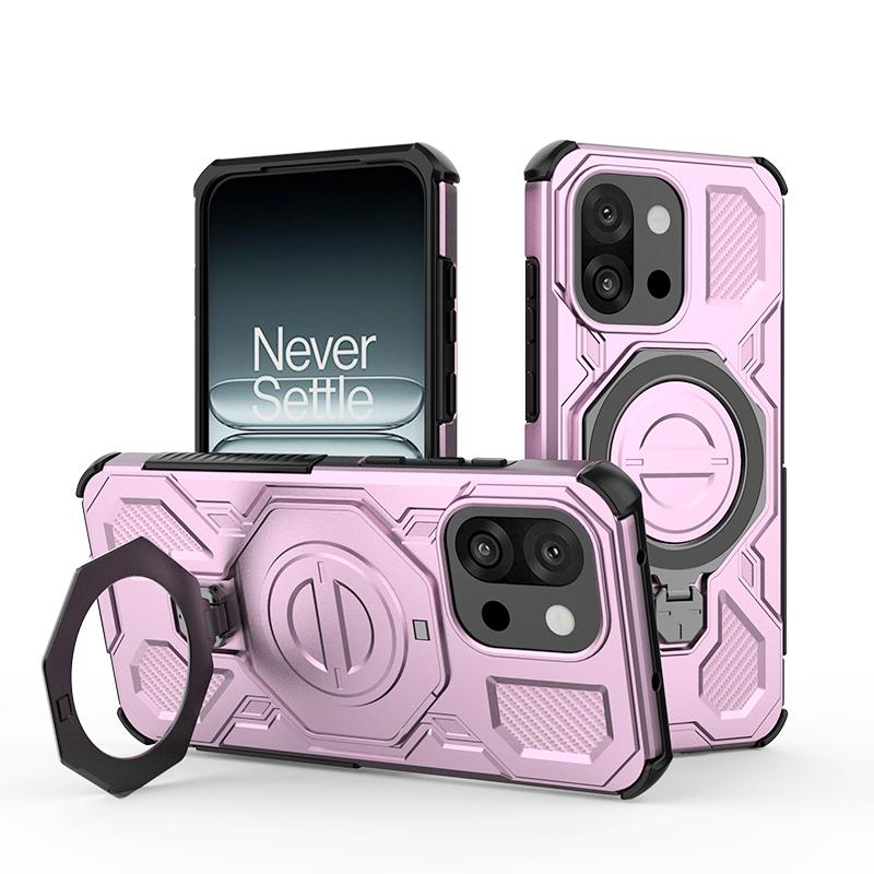 KEYSION Противоударный магнитный чехол для OnePlus 13S 5G Силикон+ПК Вертикальная живая металлическая кольцевая подставка Задняя крышка для телефона для OnePlus 1+13T