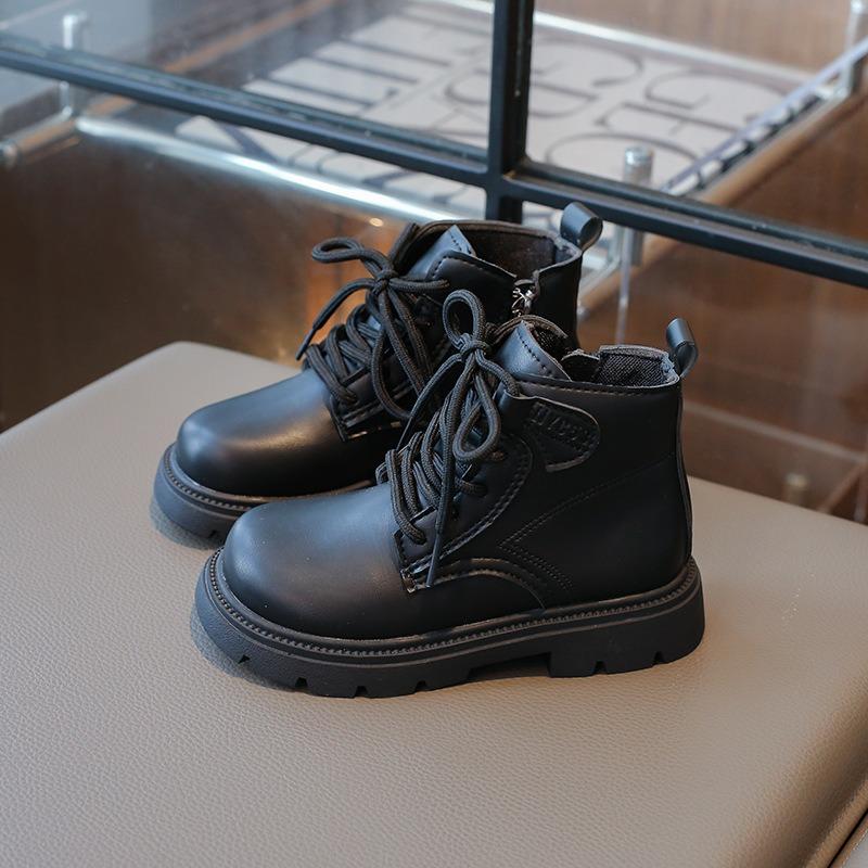 Осенняя мода ретро детские ботинки мальчики и девочки короткие ботинки нескользящие кожаные ботинки одинарные ботинки