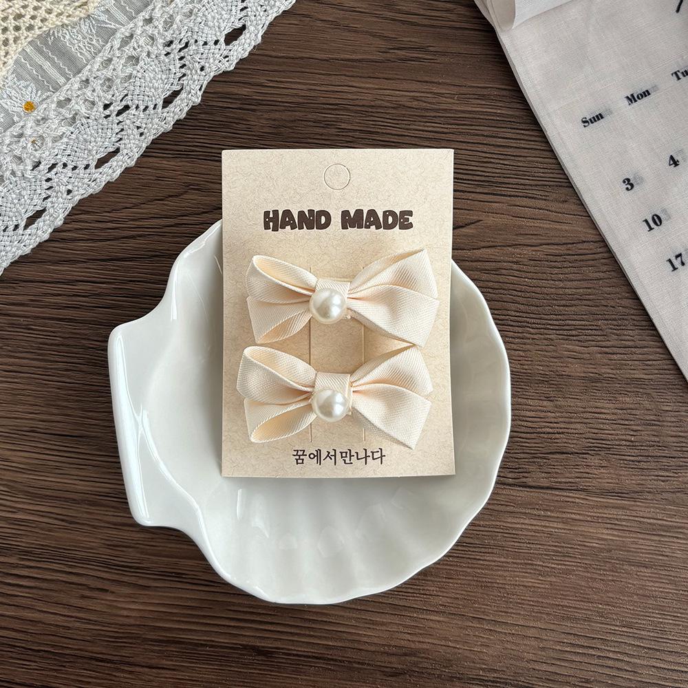 Корейская двухслойная заколка для волос с жемчужным бантом для девочек