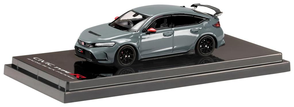 Scale Honda Civic Type R Racing Black Optional Parts Equipped Sonic Gray Pearl 1/64 (FL5) Package/Genuine Vehicle,