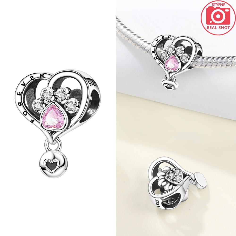Pink Zircon Love copper Bead Charms Charm Bead Charms Compatible With Bracelets Women Jewellery Diy Anniversary Gift Delicate Accessories Bag Charm