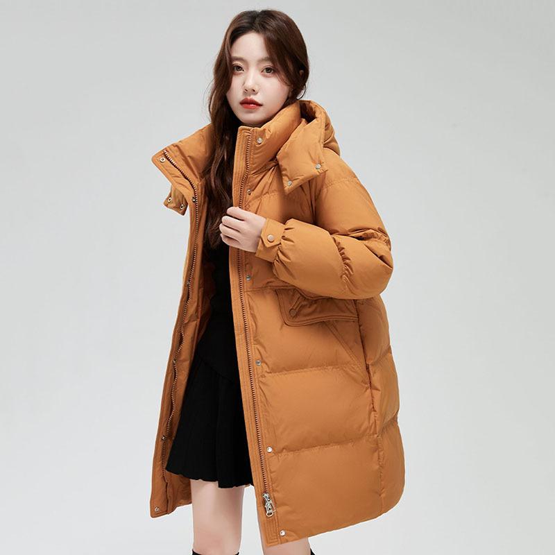 Down Jacket Women's Medium and Long 2025 New Fashion Versatile Loose Casual Thickened White Duck Down Jacket