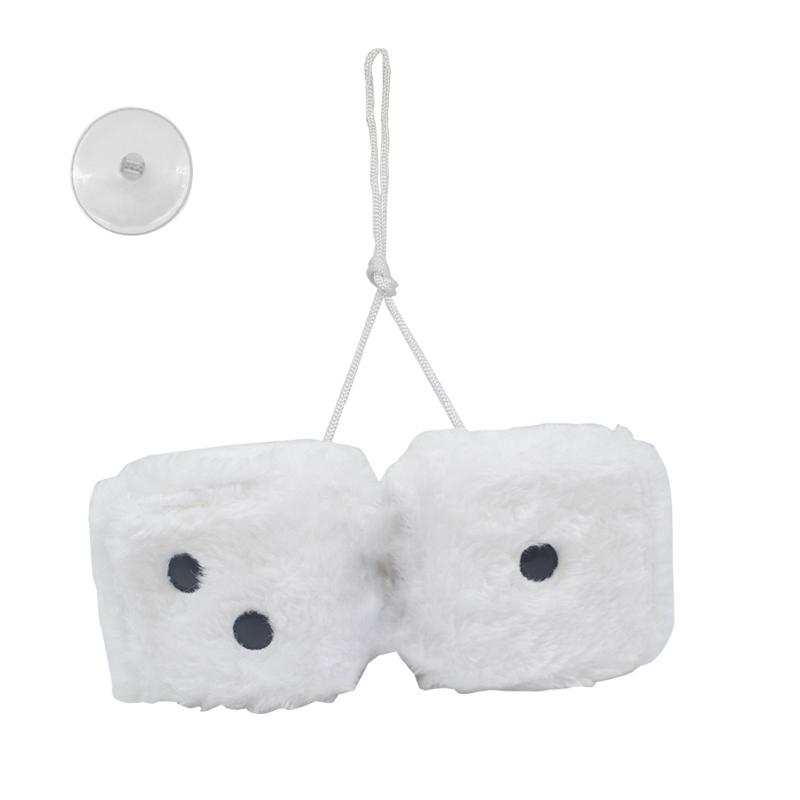 Подвесные игральные кости 3-дюймовые ретро квадратные зеркальные подвесные парные пушистые плюшевые игральные кости с точками для украшения интерьера автомобиля