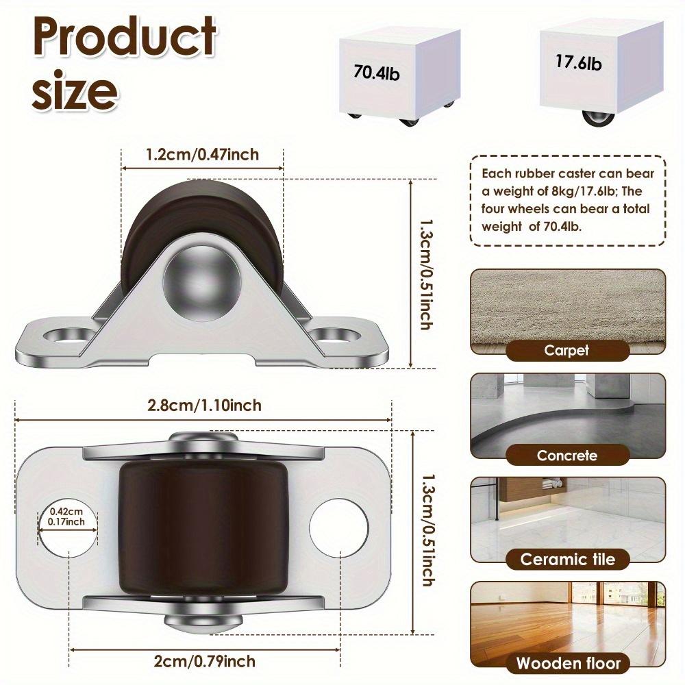 Комплект из 8 роликовых колес, резиновые неповоротные ролики, прочные фиксированные стационарные колеса с 16 винтами для полки мебельной тележки