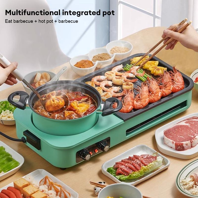 Многофункциональные электрические грили, бездымный 3 в 1 корейский стиль BBQ Hot Pot мультиварка машина, антипригарный электрический противень