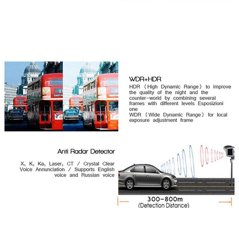 2 In 1 Car DVR Driving Recorder Dash Cam Camera Radar Detector Car Dvr Camera Radar Detector Camera Black Plastic Car Camera Recorder