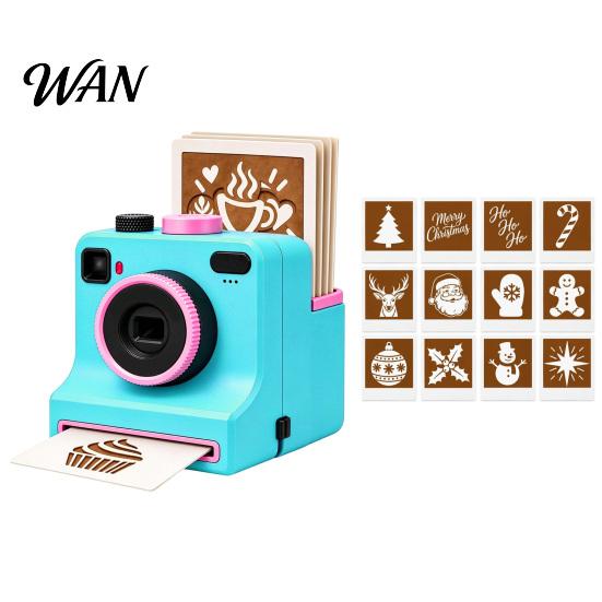 Coffee Stencil Shaker 3D Printed Christmas Latte Art Camera, Printer with Interchangeable Pattern Templates, Cocoa Powder Maker for Cappuccino