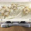 Luxury Golden Rose Jewelry Flower 3d Wallpaper For Living Room Bedroom Floral Wall Murals