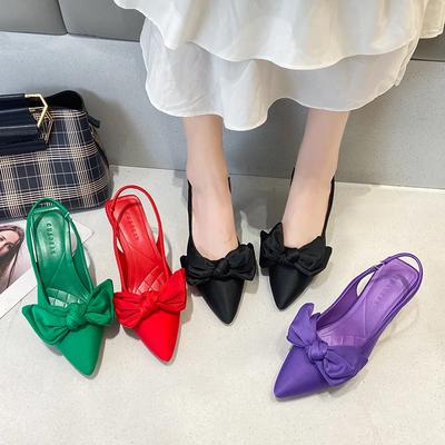 Новые модные туфли для женщин с острым носком, однотонные женские туфли-лодочки, летние сексуальные туфли на высоком каблуке, босоножки с бабочкой, женская обувь на шпильках