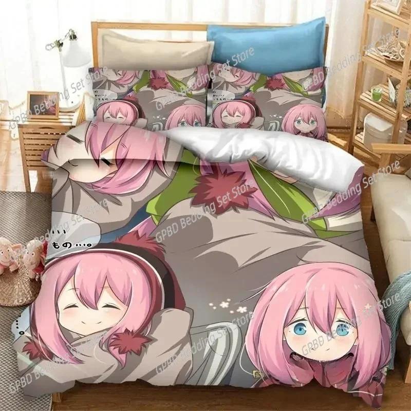 Luxury New 3D Print Anime Yuru Camp Bedding Set Duvet Covers Pillowcases Comforter Bedding Sets Bedclothes Bed Home Textiles