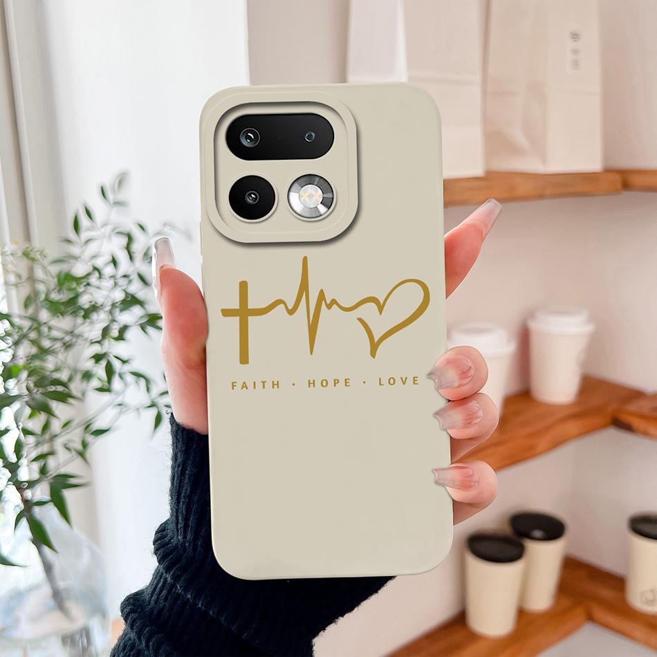 Чехол для Realme 16 Pro Plus Минималистичные Сердечки Высококачественный Жидкий Силикон Полная Защита Чехол для Телефона Для Realme16 Pro+ Fundas