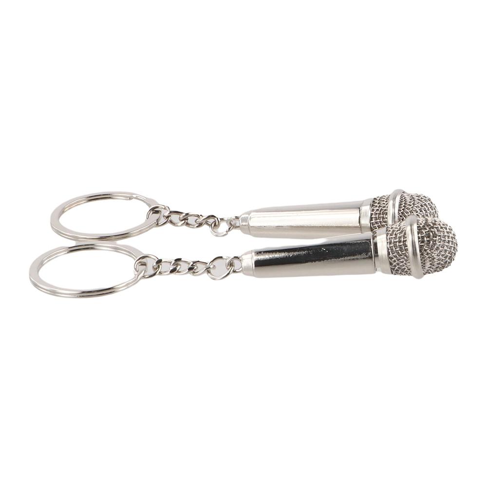 Fashion Microphone Key Ring Creative Pendent Key Chain Backpack Ornament Car Key Holder Women Men