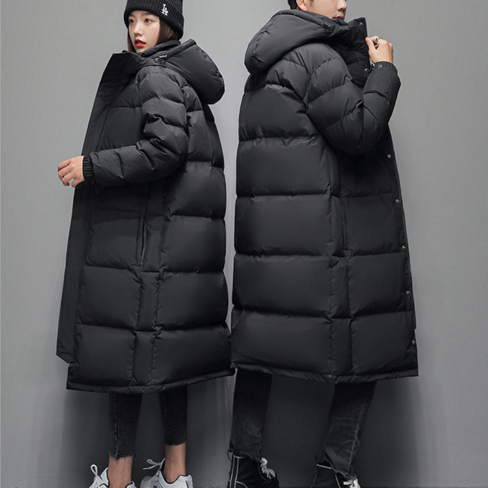 Зимний пуховик в европейском и американском стиле, мужская длинная куртка выше колена, теплая уличная куртка с капюшоном на белом утином пуху для молодых мужчин