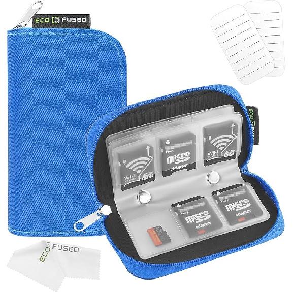 Eco-Fused Memory Card Case - Fits up to 44x SD, SDHC, Micro SD, Mini SD and 4X CF - Holder with 44 Slots (Purple / 44 Slots - 1 Pack)