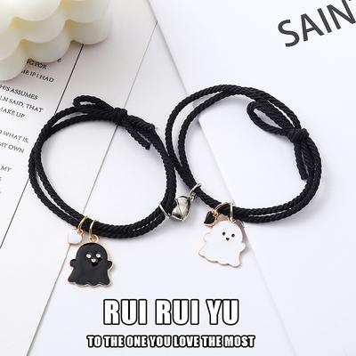 Парные браслеты, милый Хэллоуин, призрак, черный, белый, дьявол, кулон, браслет, браслет для влюбленных друзей, пара, вечерние, женские ювелирные изделия, подарок