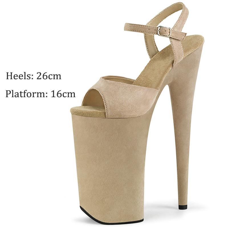26 см пикантные женские замшевые туфли для танцев на шесте для ночного клуба, вечерние сандалии для стриптиза на платформе с заклепками на высоком каблуке