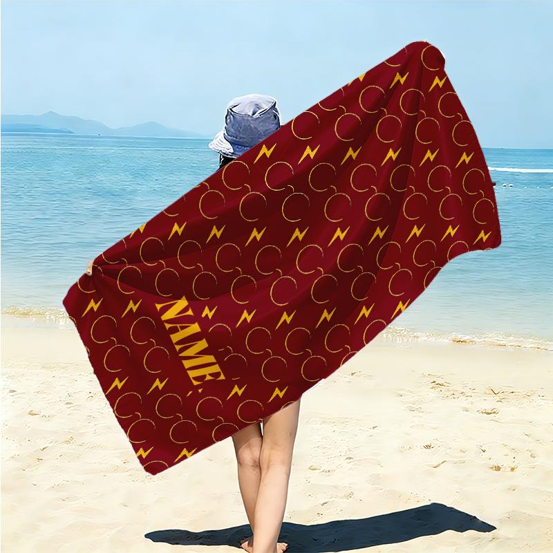 Personalized Golden Beach Towel Microfiber Beach Towel Thin Absorbent for Beach Swimming Yoga Bath Sports. 0910377