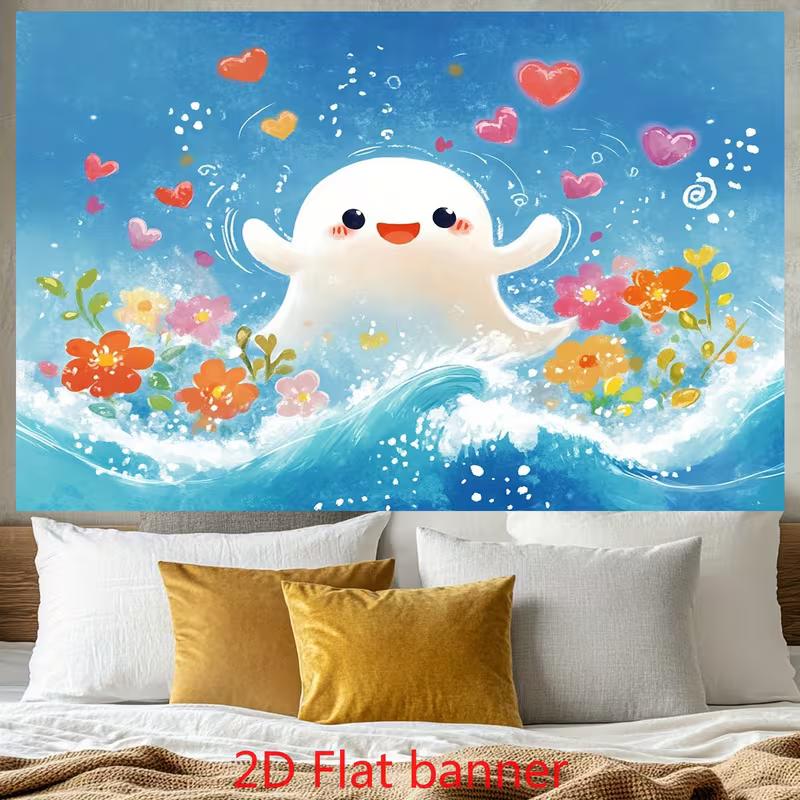 2D Cartoon Seal Ocean Backdrop Kids Birthday Party Banner