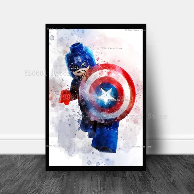 Cartoon Superhero Canvas Painting Spiderman Captain America Hulk Iron Man Poster Kids Bedroom Wall Art Home Decor