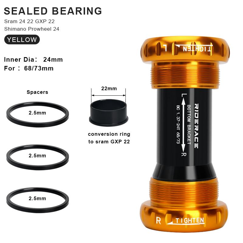 Велосипедный нижний кареточный подшипник 24 22 мм MTB шоссейный велосипед BB68/73 Hollowtech каретка центральное движение для SRAM GXP шатунов