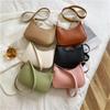 Women Fashion Solid Color Handbags Retro PU Shoulder Underarm Bag Women Casual Hobos Small Clutch Purse