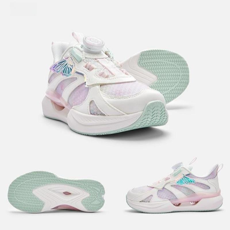 Balabala Girls Athletic Sneakers – Breathable Mesh Running Shoes with Rotating Dial Lacing and Cute Butterfly Accent