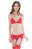 Sexy Lingerie Set Bra Shorts Garter Belt Stockings Red [HiSexy] 4-piece & T-back & & [Item]