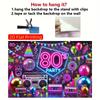 2D 80s Party Banner, Neon Boombox & Disco Ball Background