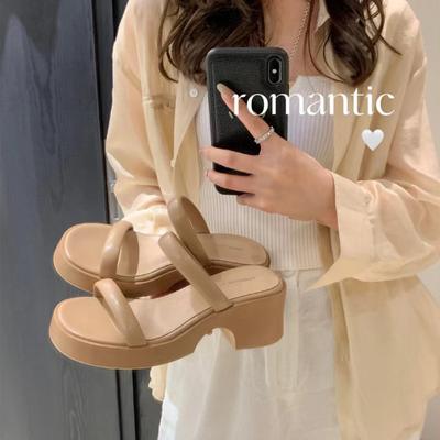 Девушка из поместья~ летние новые французские элегантные ретро толстая подошва со шлепанцами женские летние с открытым носком уличные шлепанцы