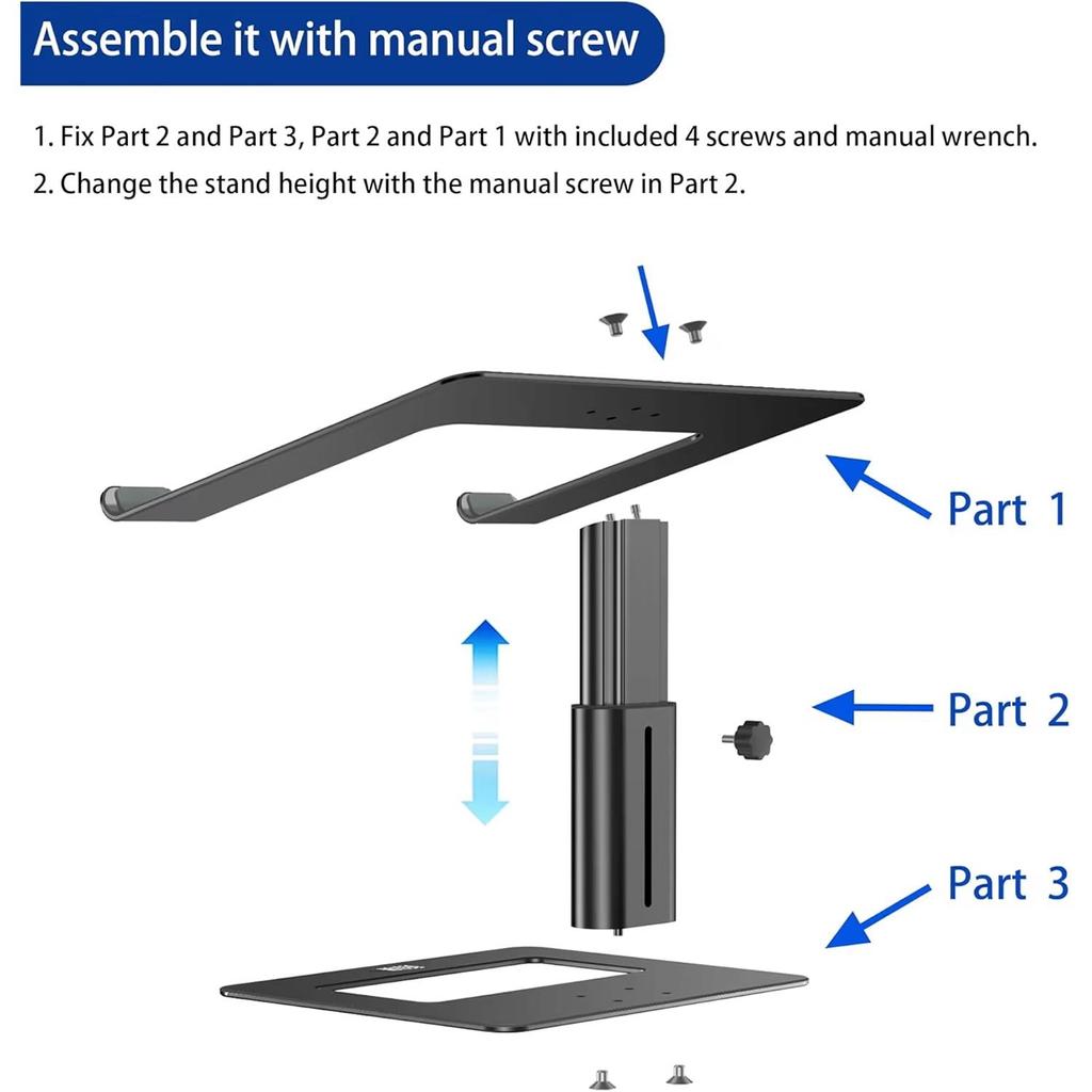 Aluminum Laptop Stand,Ergonomic Adjustable Notebook Stand,Riser Holder Computer Stand Compatible with Air, Pro, Dell, HP, Lenovo