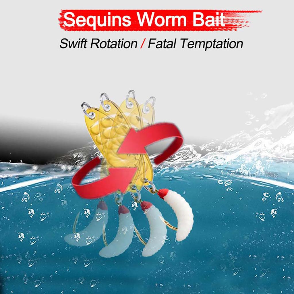 3Pcs Sequins Worm Bait Fly Fishing Accessories Bionics Bait With Rotating Sequins Fishing Goods Artificial Bait