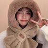 Scarf Hat Integrated Autumn And Winter  Warm Plush Thick Cute Ear Protection Hat