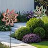 Rotating Wind Spinners Metal Flower Pinwheel Double Windmill Sculpture  Lawn