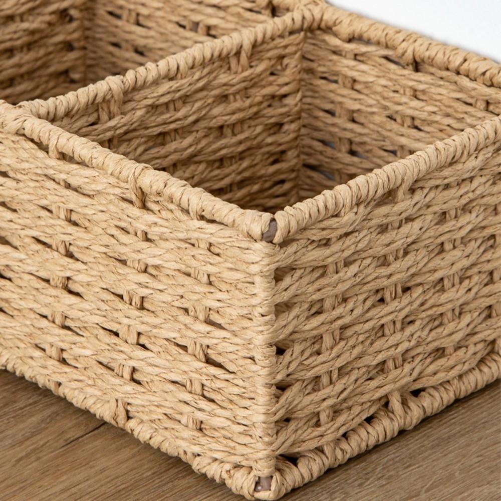 Large Capacity Storage Box Multi-Purpose Desktop Organizer Woven Storage Basket Desktop