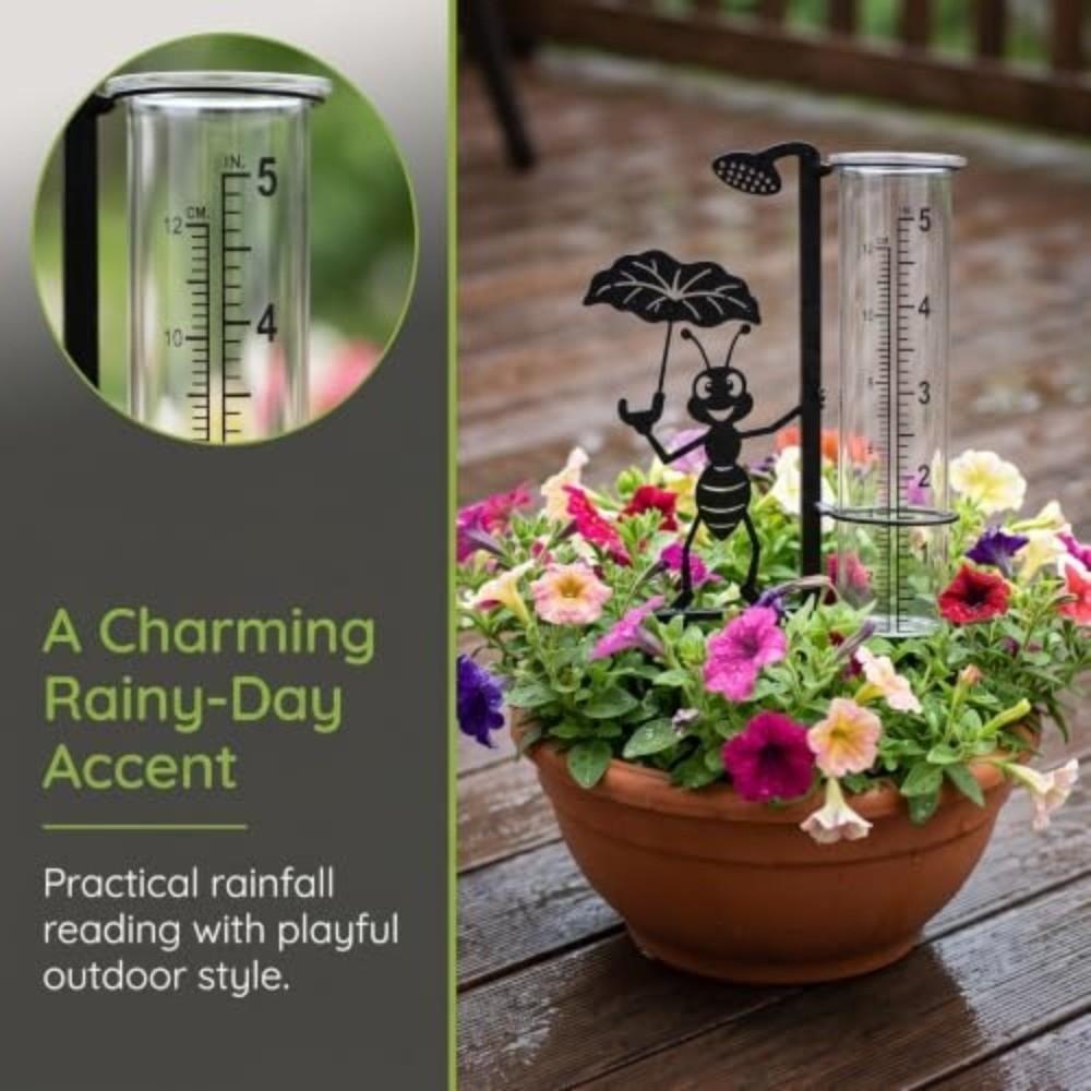 Dual Scale Garden Rain Gauge Clear Tube Decorative Rain Gauge New Yard Rain Gauge Yard Display