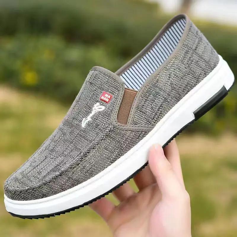 2024 Men's Canvas Soft Sole Shoes Round Toe Casual Breathable Comfortable Durable Men's Cloth Shoes Oxford Sports Shoes