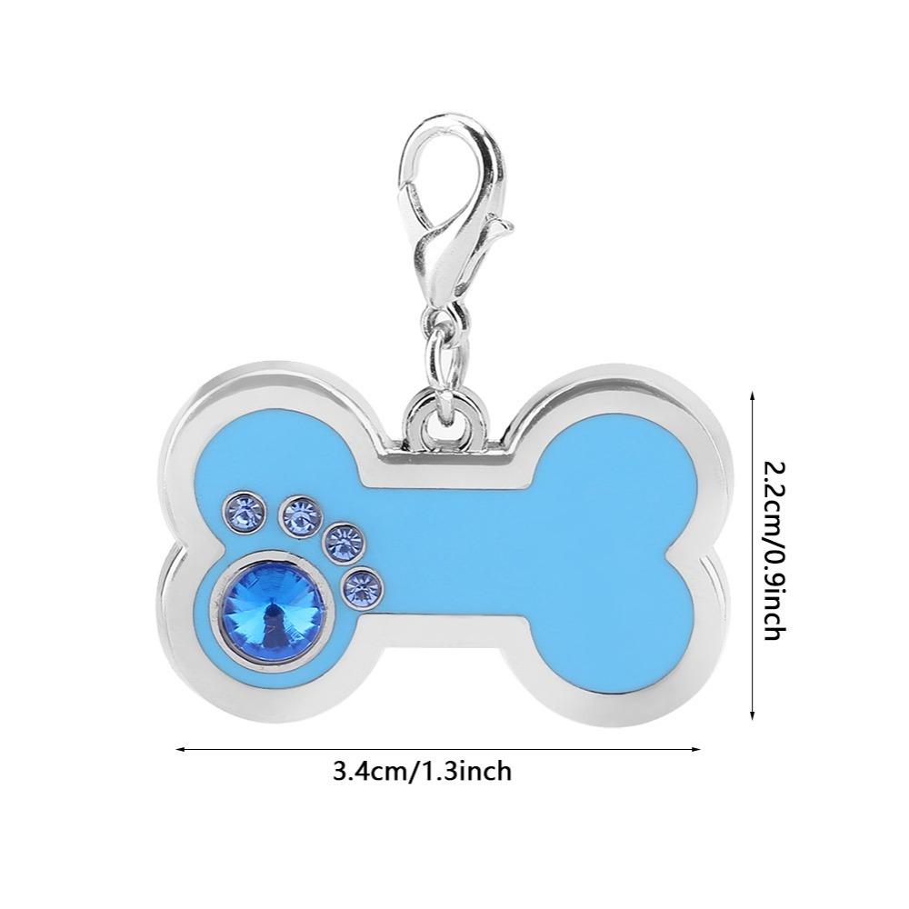 Paw Print Pattern Dog Name Tag Bone Shape Pet Hanging Pendant Pet ID Tag Pet Ornament Decoration