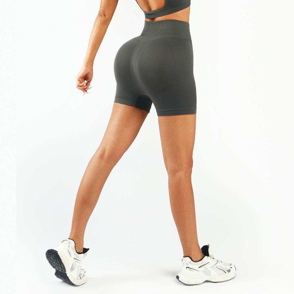 Бесшовные шорты для йоги с высокой талией, подтягивающие ягодицы