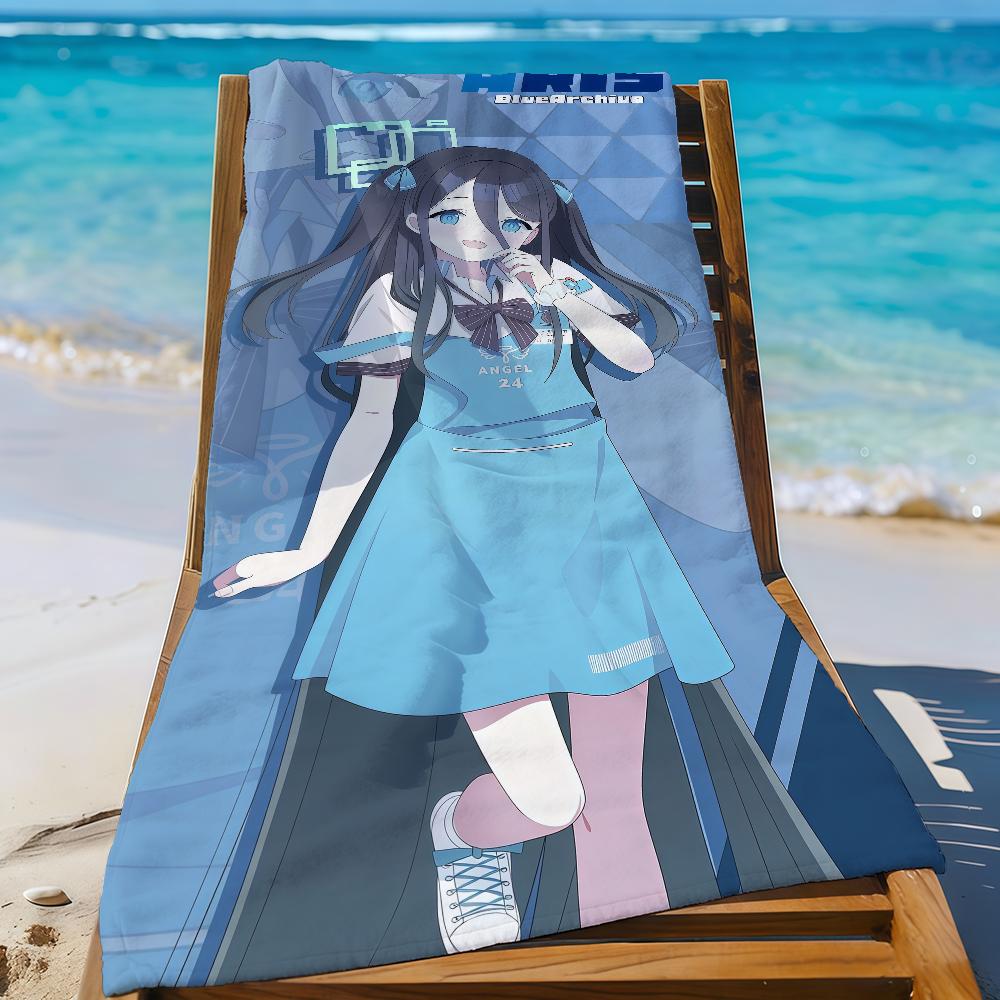 Игровое полотенце Aris Tendou Alice B-Blue A-Archive Спортивное Быстросохнущее Туристическое Снаряжение для Кемпинга Песозащитное Мягкое Легкое Большое Пляжное Полотенце