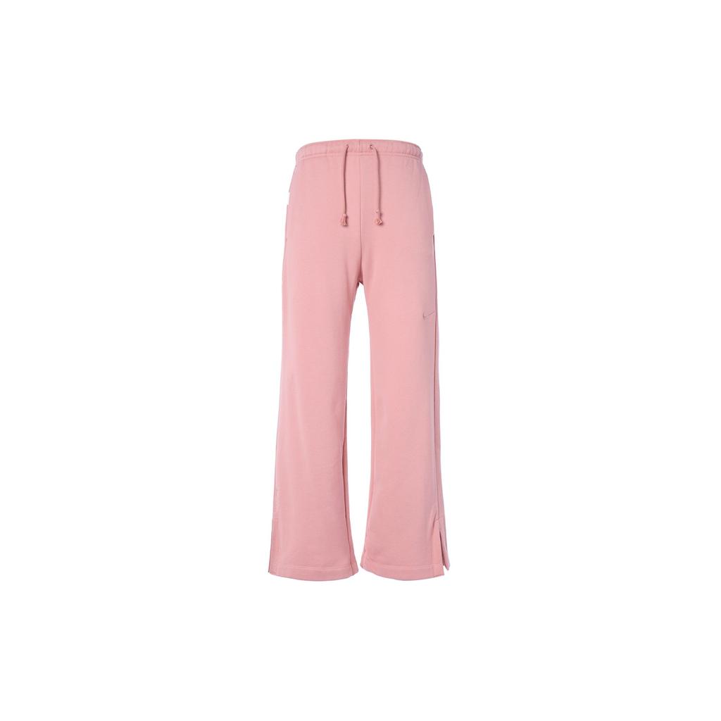 Nike Solid High-Waisted Wide-Leg Knit Sports Pants Women Bottoms Stardust-Red FZ4339-618