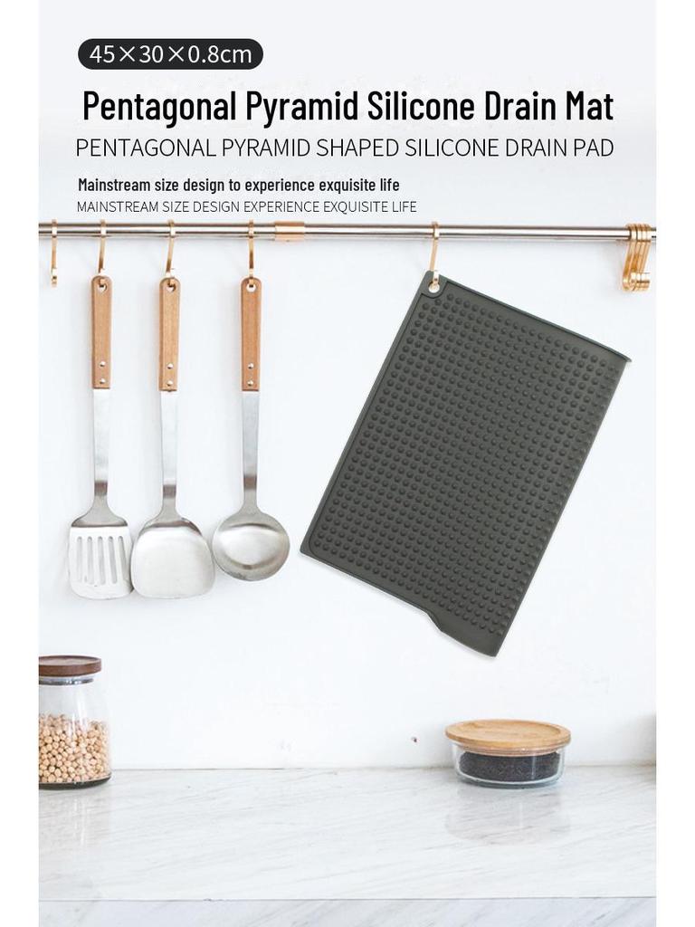 Non-Slip Silicone Kitchen Counter Mat: Drain, Insulation, Anti-Scald Coaster for Pots & Bowls.