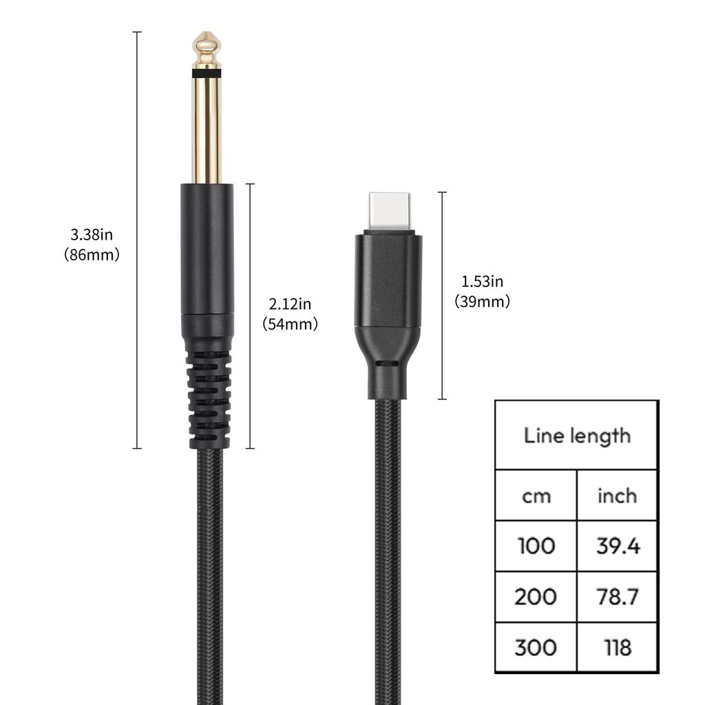 USB Type C к 6,35 мм 1/4 дюйма TS аудио интерфейсный кабель микрофонный шнур для записи гитары и создания музыки