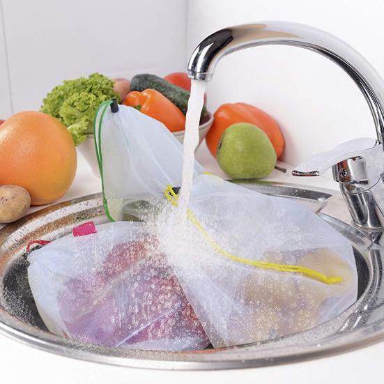 5 шт. Многоразовые сетчатые мешочки на шнурке для овощей и фруктов, моющиеся, легкие